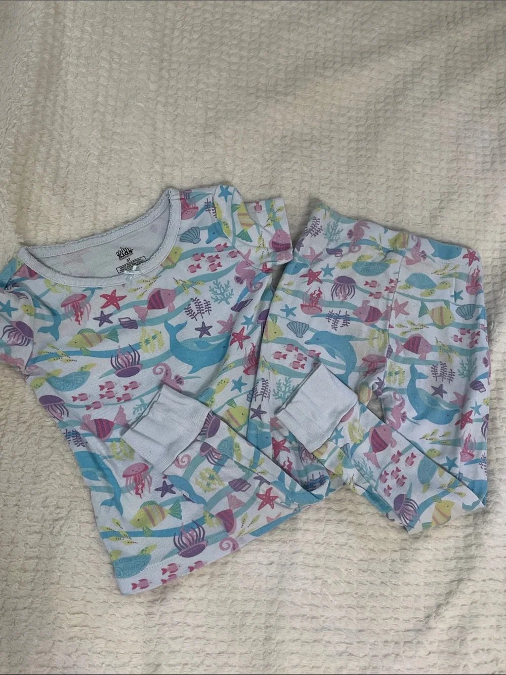 ❤️4 for $10 Kids Headquarters Pastel Ocean Print Pajama Set - Blue, Pink, Purple